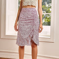 High Waist Printed Irregular Mid Skirt