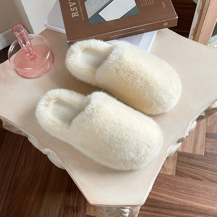 Candy Color One-Word Cotton Slippers for Women