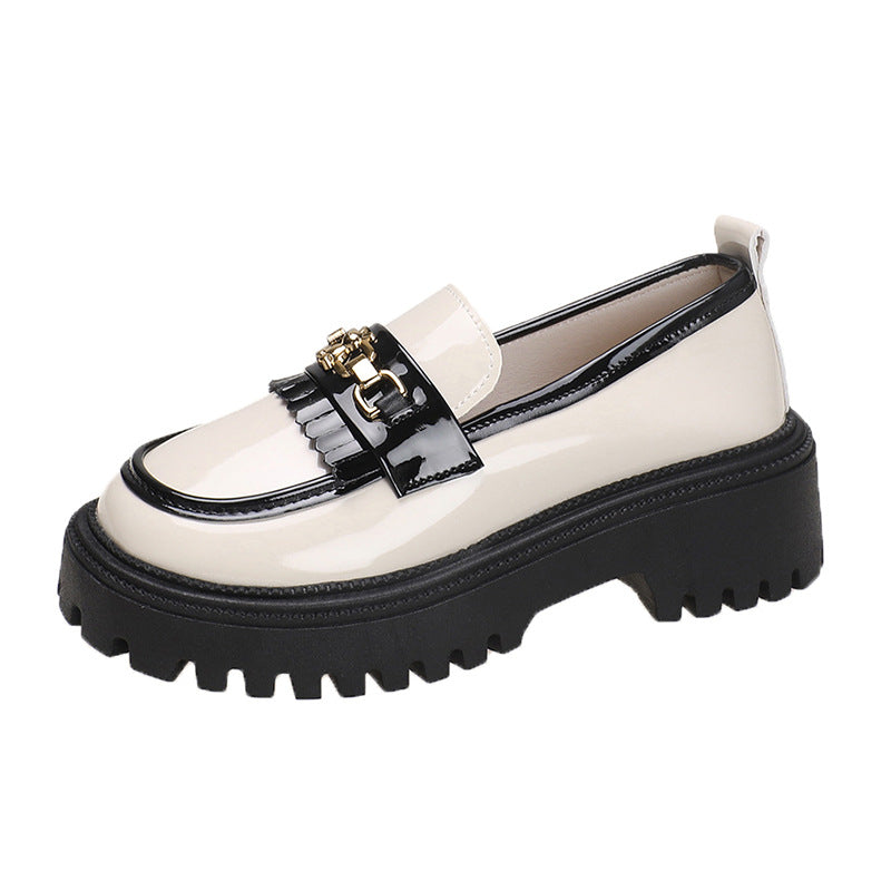 2023 Women's British Style Black Patent Loafers