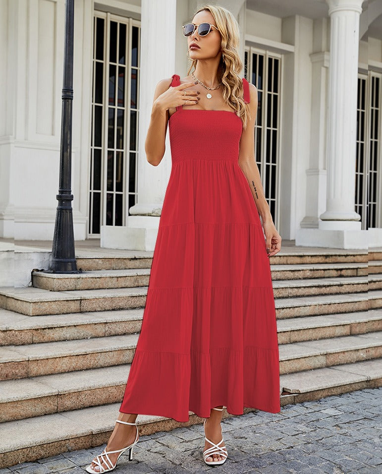 Robe salopette européenne et américaine, vêtements pour femmes, nouvelle robe décontractée printemps et été, jupe taille haute imprimée