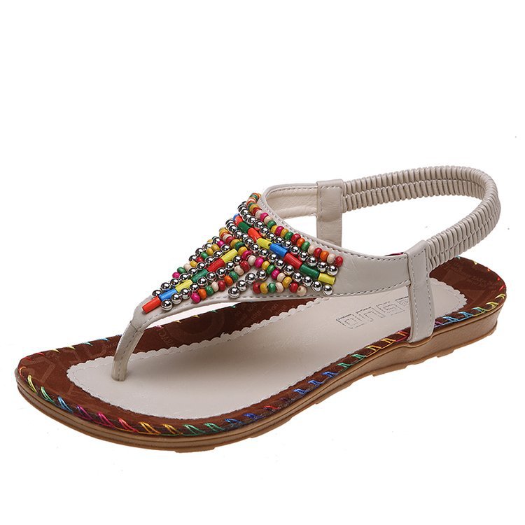 Sandales Plates pour Femmes Style Féérique Confortables Entre-doigts Strass Tongs