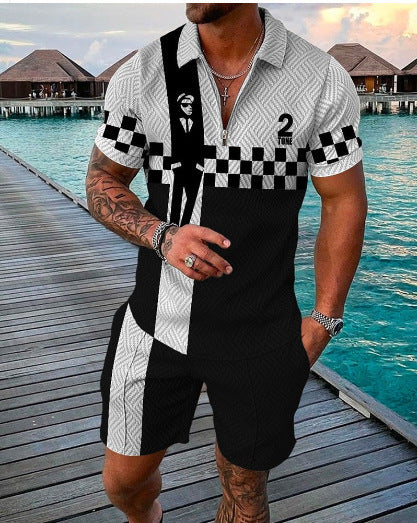 Ensemble de polo de sport d'été à manches courtes pour homme (2 pièces)