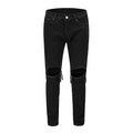 Loose Fit Black Denim Pants with Knee Rips and Zippers