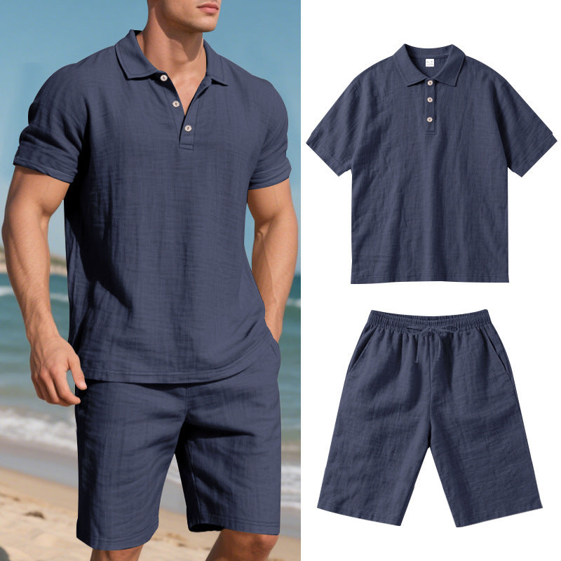 Ensemble d'été homme en lin à manches courtes