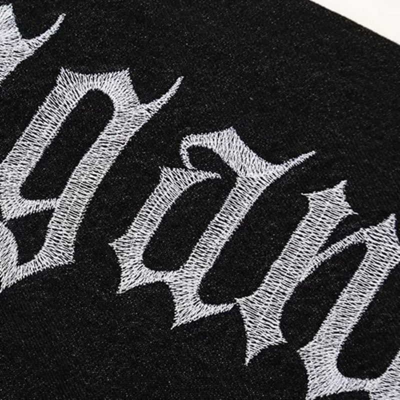 Gothic Embroidered Micro Flare Men's Jeans (Hip-Hop Style)