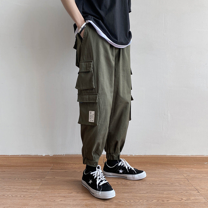 Pantalon harem ample multi-poches tendance