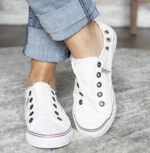 New Style Plus Size Hole Zipper Canvas Flats