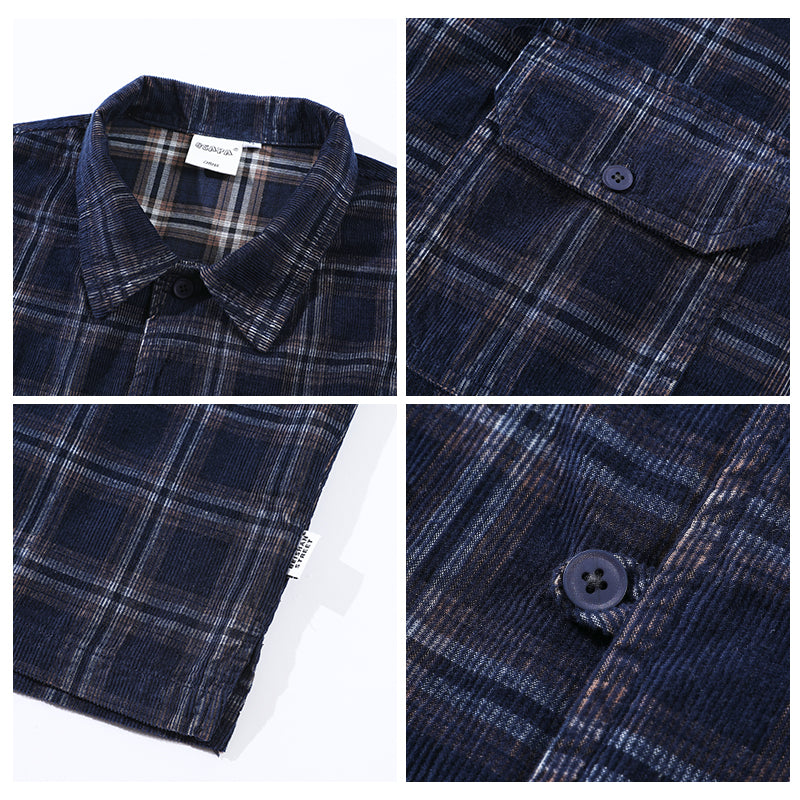 Vintage Corduroy Short Sleeve Shirts for Men and Women