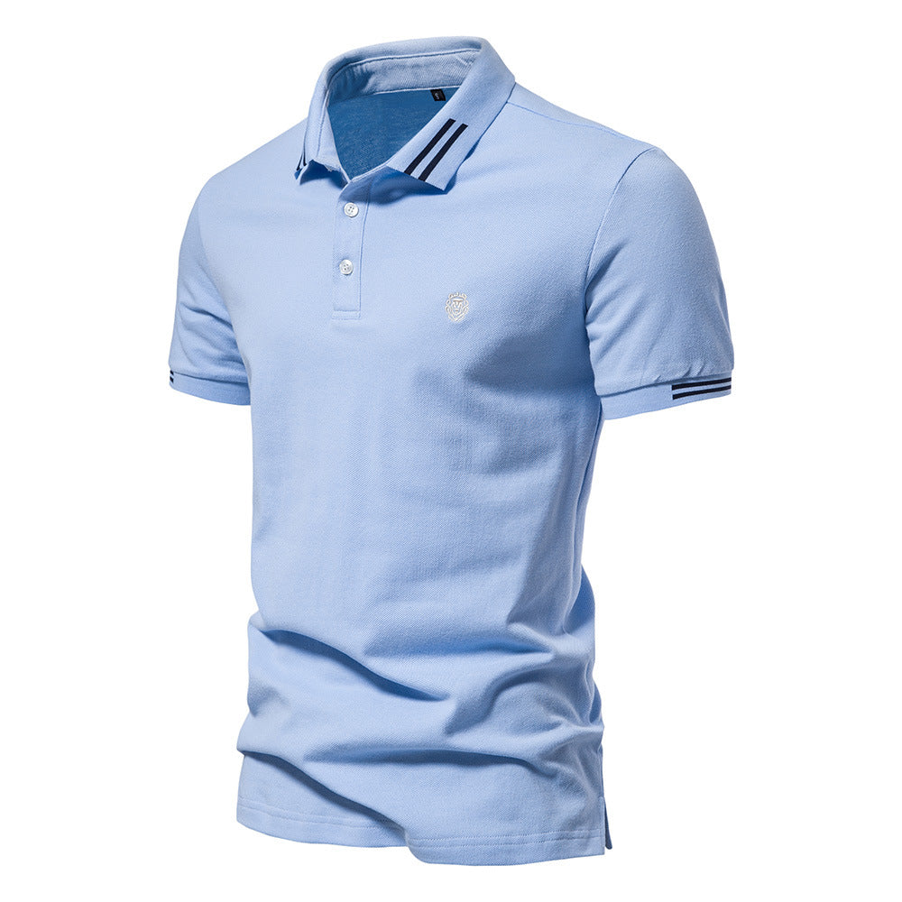 2023 Summer Men's Polo Shirt with Stripes and Embroidery