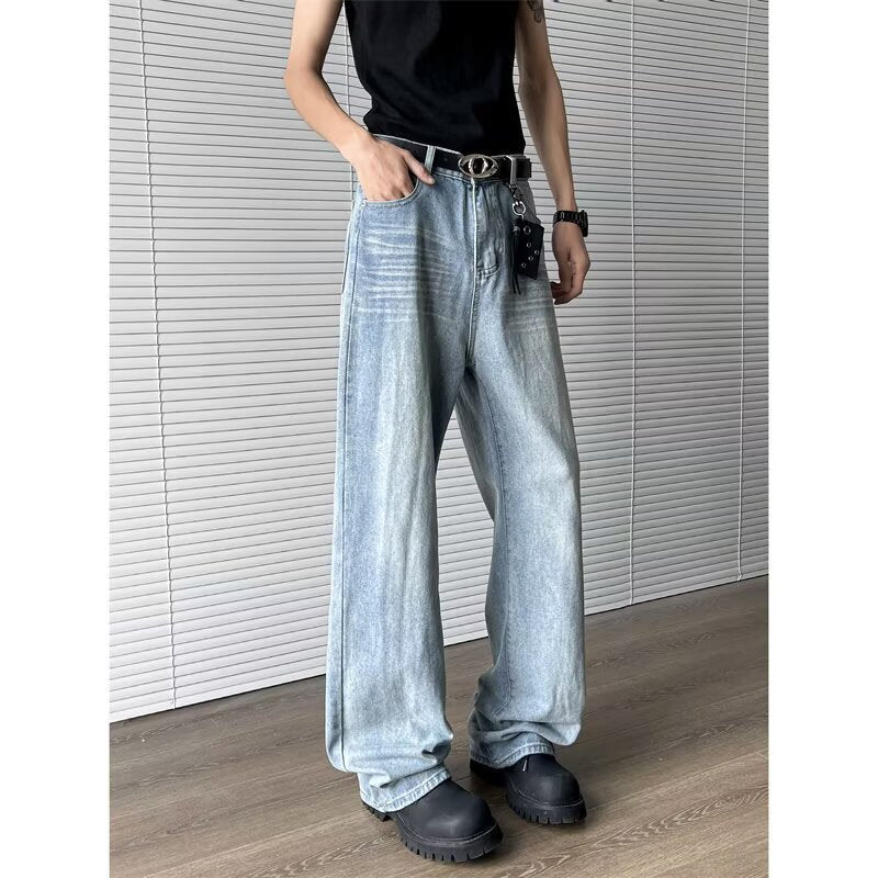 Jeans pour garçons à rayures en bambou, délavés, coupe droite d'été