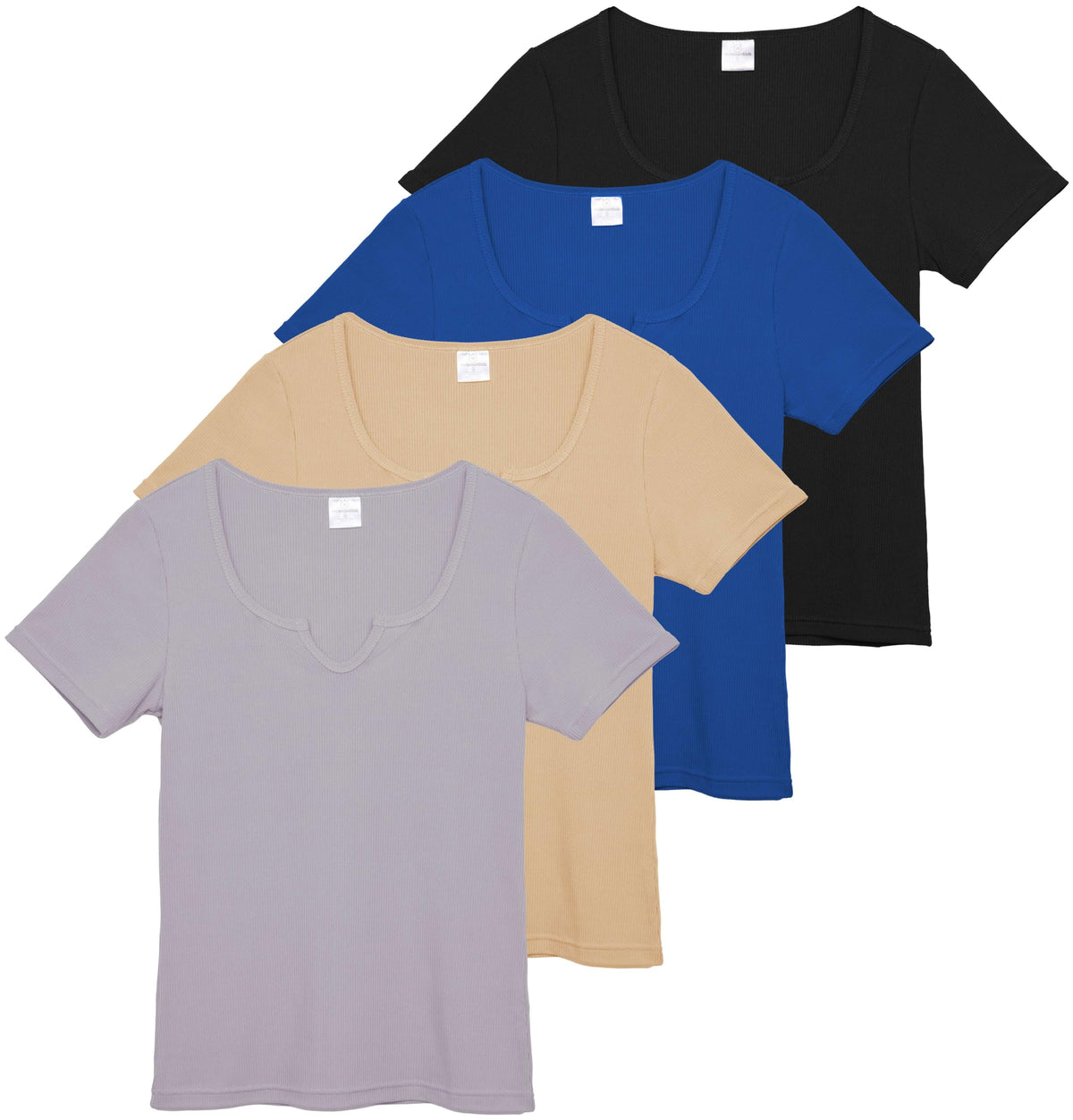 4 Pack Plus Size Summer Tops Womens Shirts 2024 Tshirts T Shirt Short Sleeve Trendy Chic V Neck T-Shirt Cute Casual Cotton Tee Ladies Scoop Crew Neck V-Neck Soft para Mujer Lightweight Ribbed