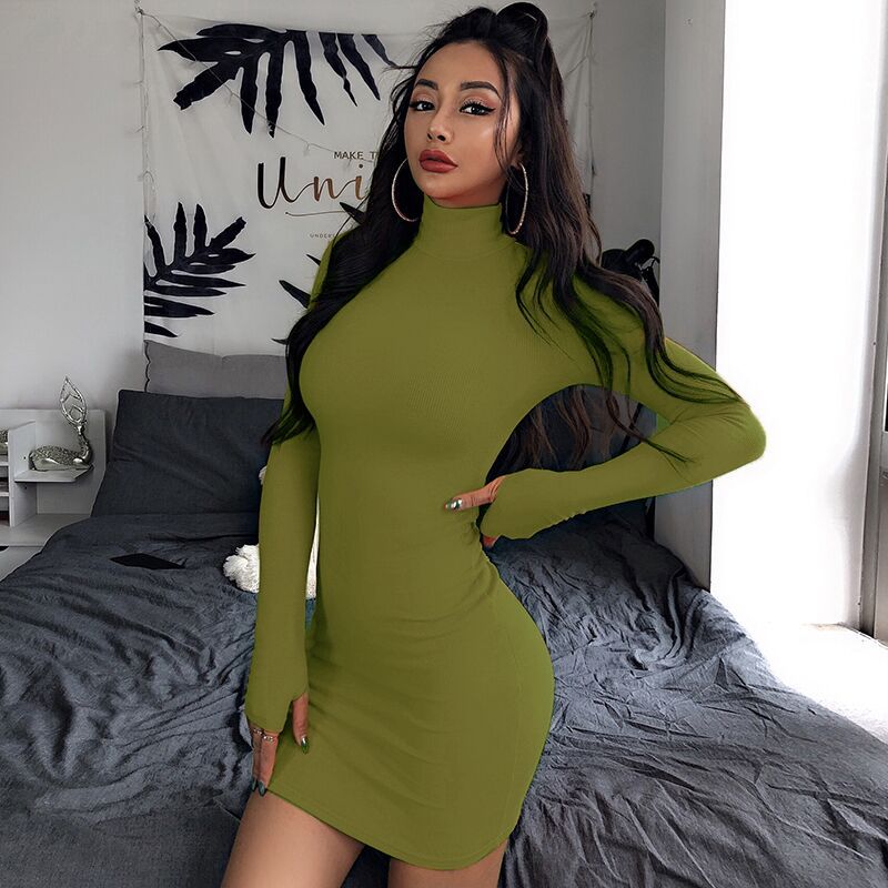 2019 Autumn Long Sleeve High Neck Dress (Cross-Border)