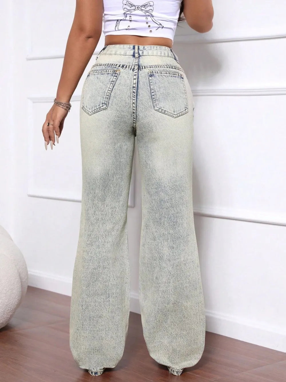 Jean déchiré taille haute