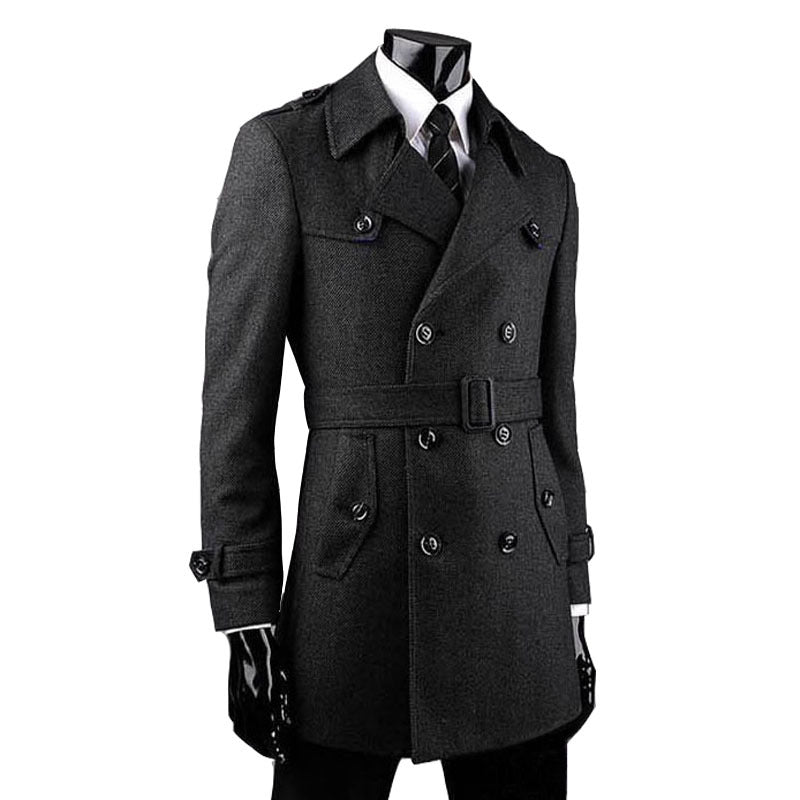 Loose Cashmere Trench Coat for Young and Middle-aged
