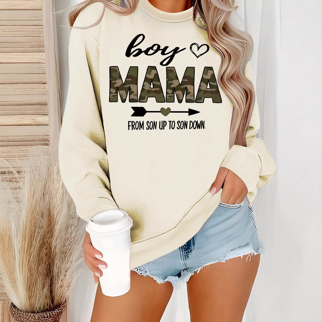 T-shirt à manches longues et col rond pour garçons et mamans