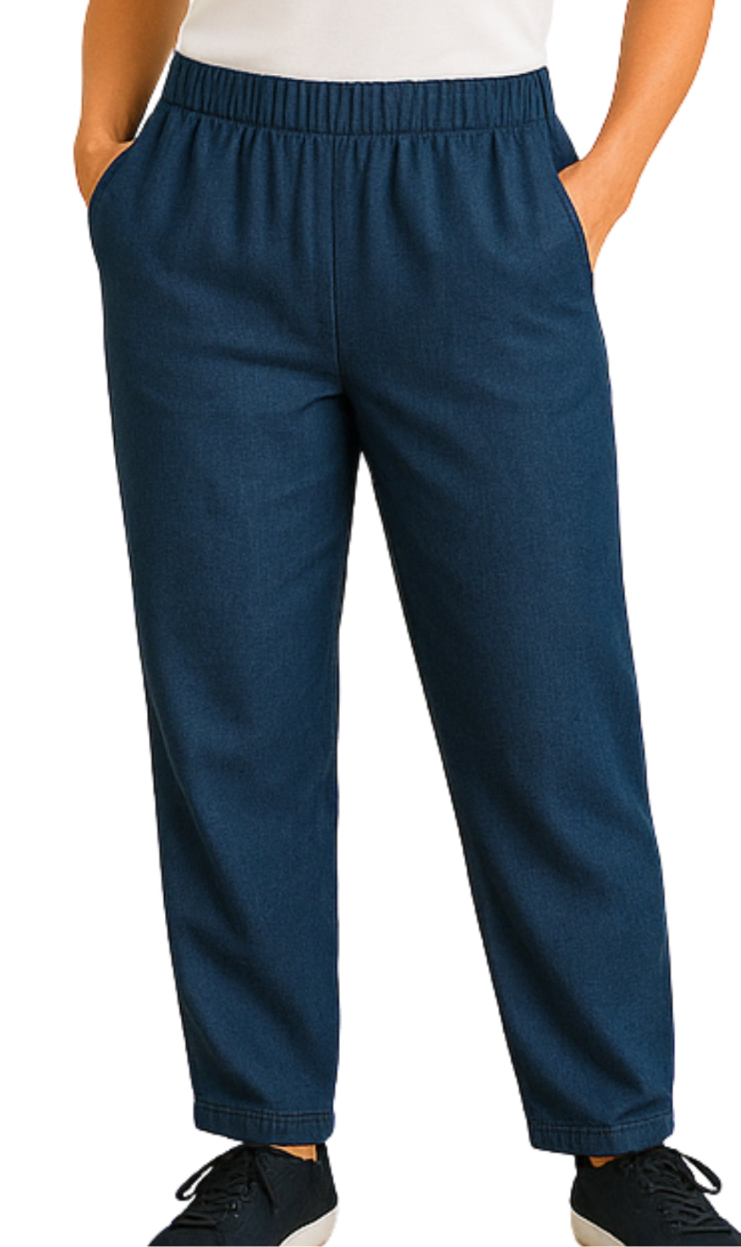 Jeans en denim léger à enfiler avec taille élastique pour femme