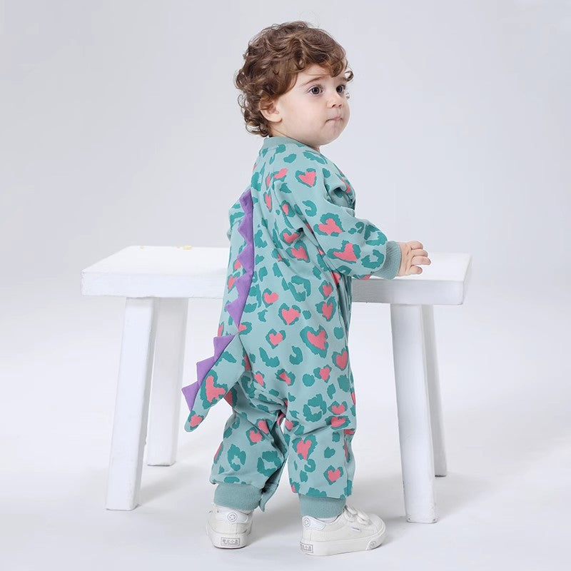Cute Dinosaur Tail Long-sleeved Jumpsuit for Babies