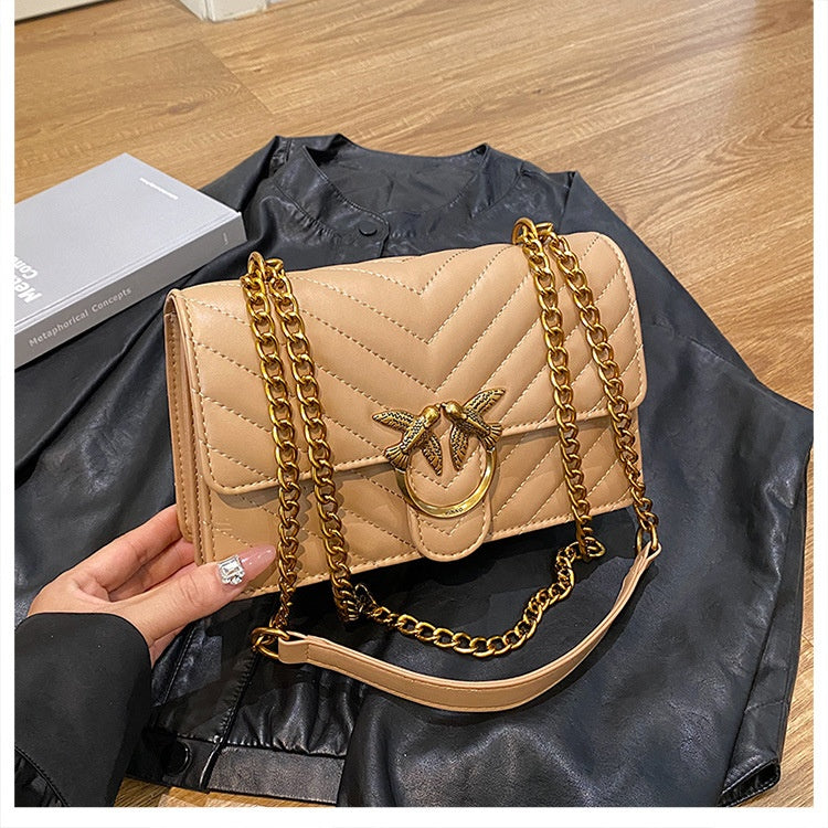 Sac à chaîne pour femme Sac bandoulière élégant Mode Polyvalent Sac à bandoulière Brodé Petit sac carré