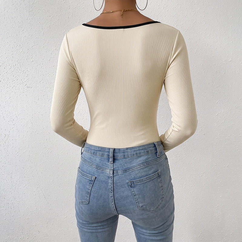 V-neck long sleeved jumpsuit