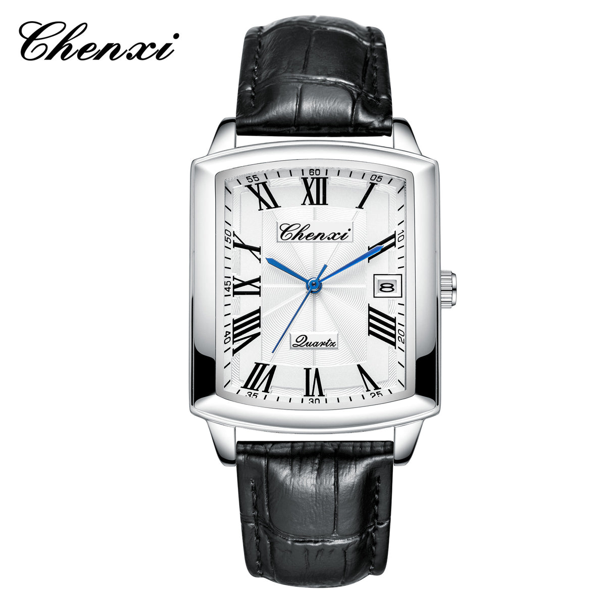 Casual Couple Watch, Morning Light Brand, Calendar Quartz Watch, Simple Square Design for Men and Women, Leather Strap