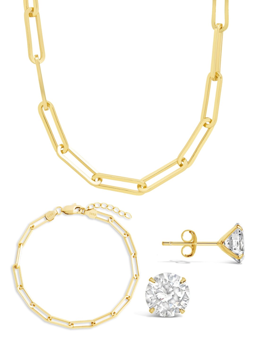 Ensemble de bijoux Collier trombone et clous du quotidien en argent sterling