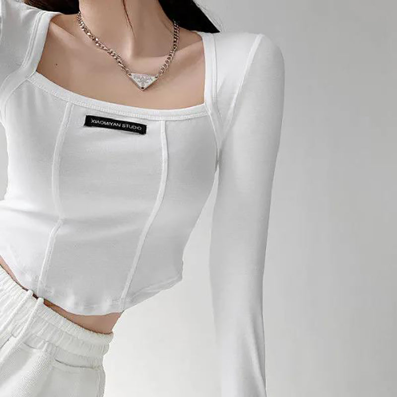 American Style Slim Long-sleeved Top for Young Girls