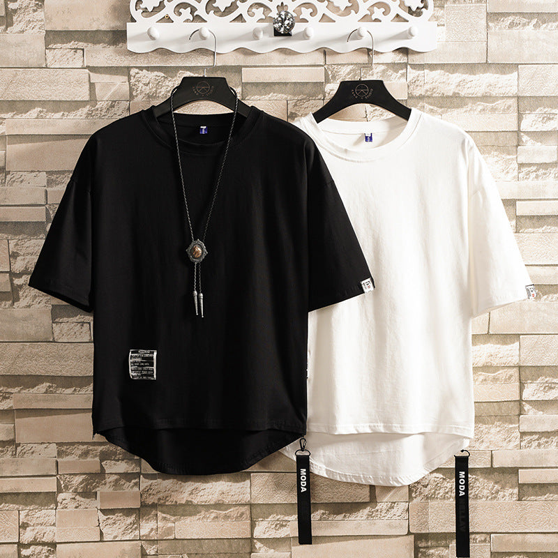 T-shirt d'été ample grande taille pour homme avec fermeture éclair