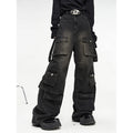 Vintage Multi Pocket Wide Leg Jeans for Men