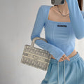 American Style Slim Long-sleeved Top for Young Girls