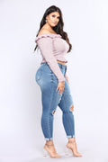 High-Waisted Ripped Jeans and Denim Pants