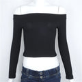 Cross-Border Autumn Women’s Solid Color Off-Shoulder Tee