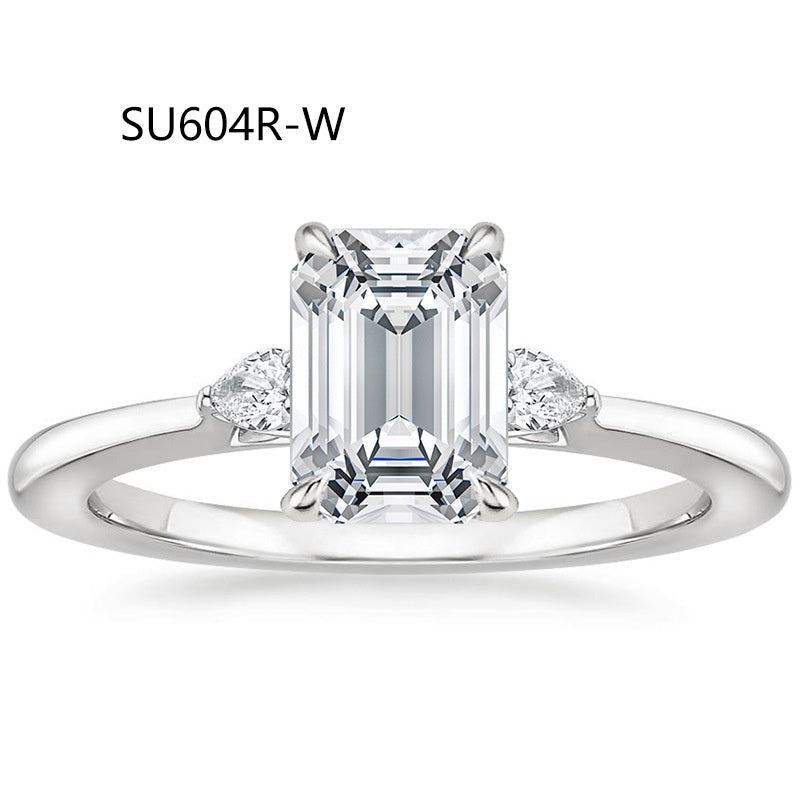 Fashion Luxury Three-Stone Diamond Ring 1 Carat Wedding Ring S925 Sterling Silver Plated 18K Gold Lab-Grown Diamond Ring for Women