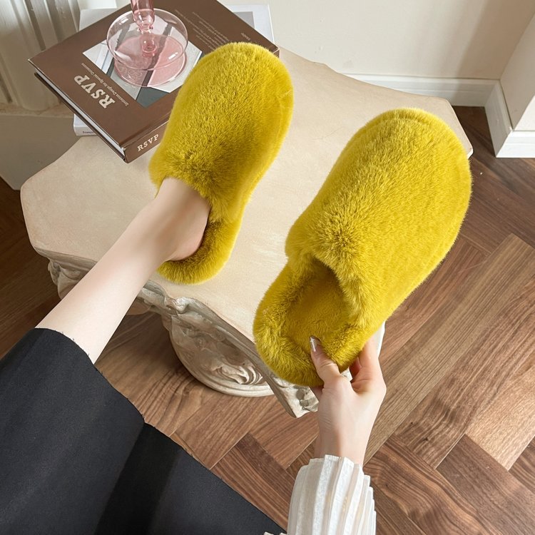 Candy Color One-Word Cotton Slippers for Women