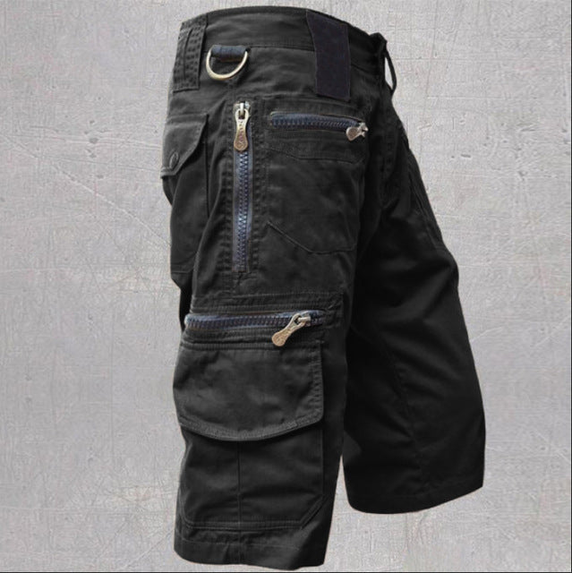 Shorts décontractés amples en coton multi-poches pour homme