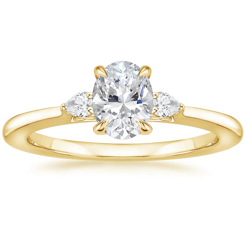 Fashion Luxury Three-Stone Diamond Ring 1 Carat Wedding Ring S925 Sterling Silver Plated 18K Gold Lab-Grown Diamond Ring for Women