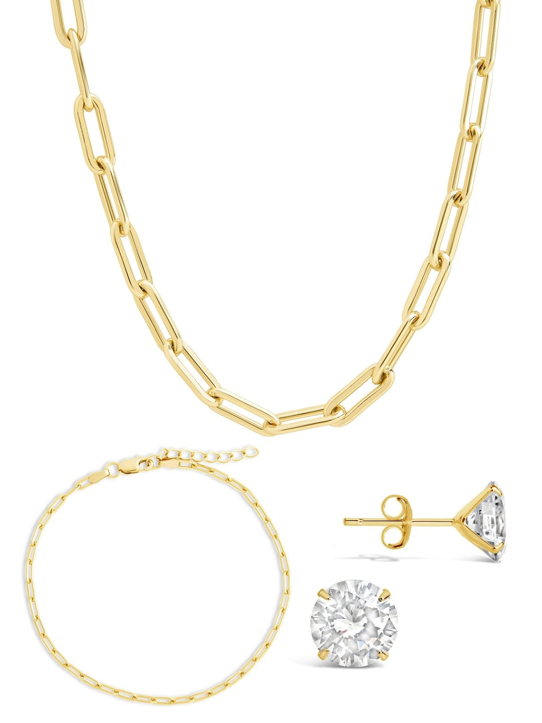 Ensemble de bijoux Collier trombone et clous du quotidien en argent sterling