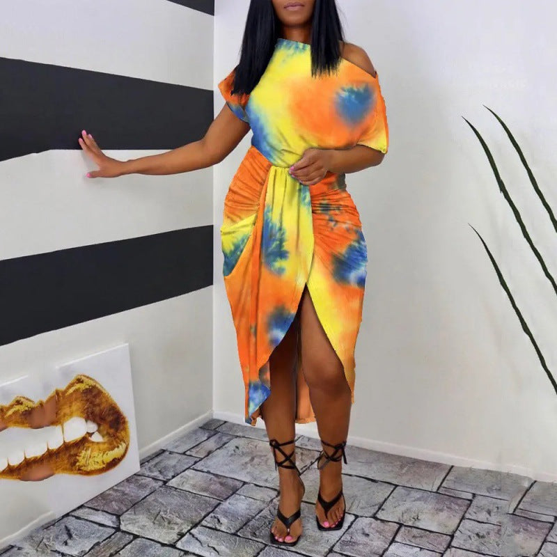 Summer New Cross-Border Women's Floral Irregular Dress
