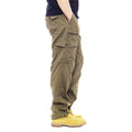 Pantalon cargo ample multi-poches pour homme - Coupe droite en coton