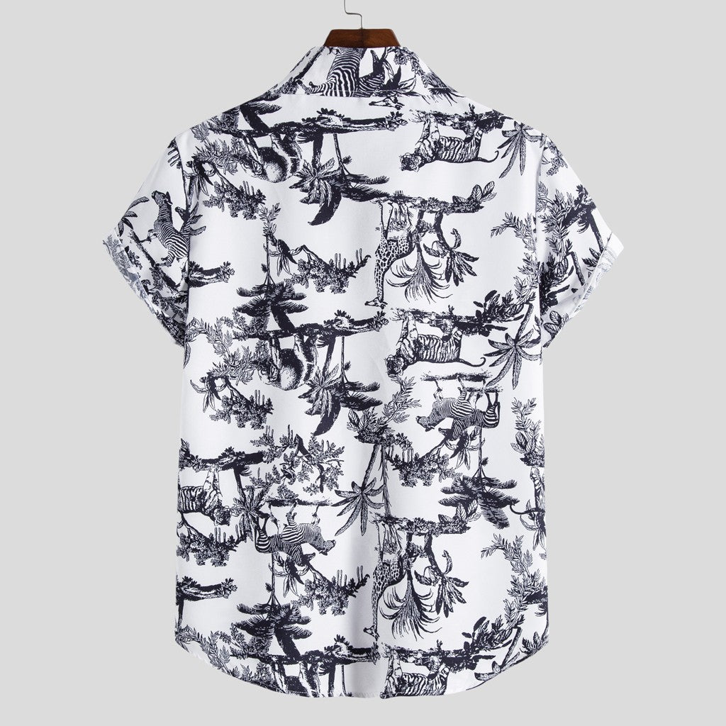 Vintage Hawaiian Men's Shirts with Coconut & Giraffe Print