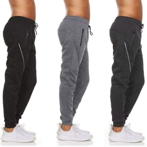 Lot de 3 pantalons de jogging pour homme avec poches zippées, anti-humidité
