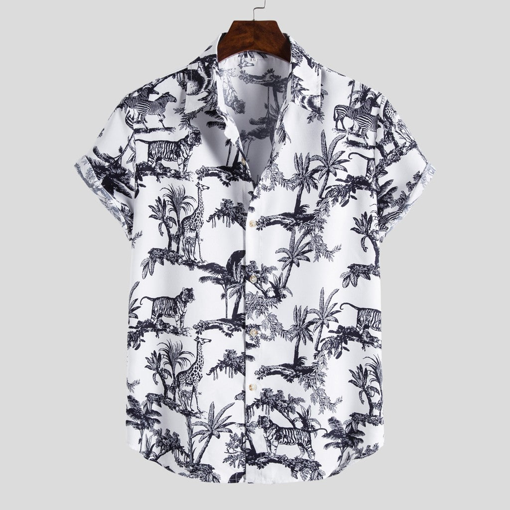 Vintage Hawaiian Men's Shirts with Coconut & Giraffe Print