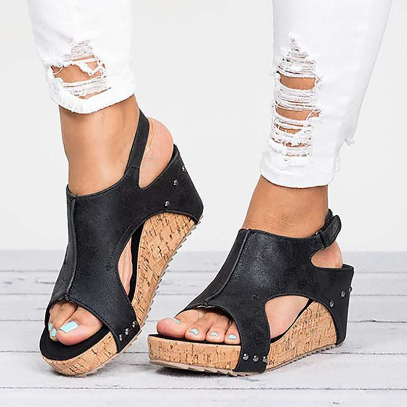 Fish Mouth Roman Sandals with Elevated Trifle Sole