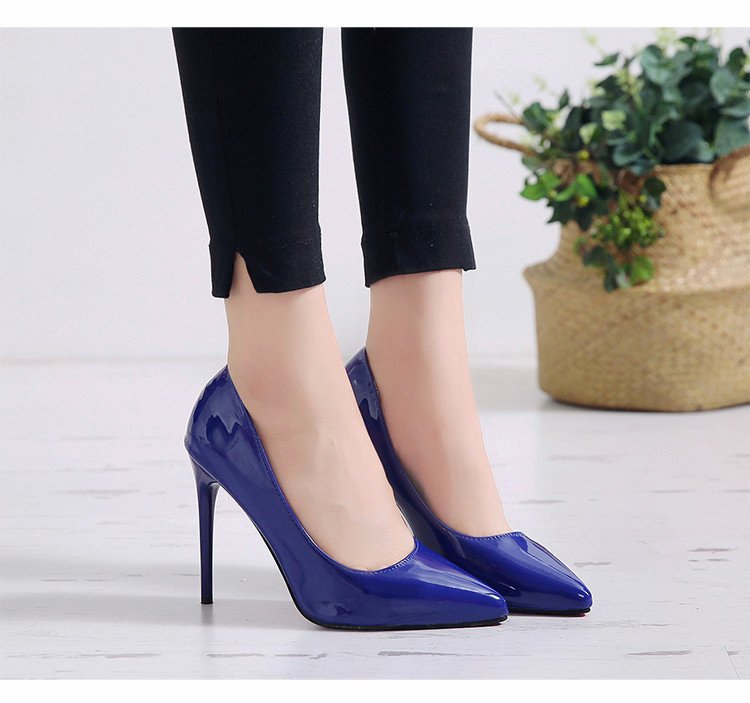 Rubber Pointed Toe High Heels with Thin Heel
