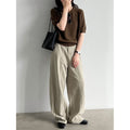 High Waist Wide Leg Split Design Denim Pants with Belt for Women Relaxed Fit Slimming Casual Trousers