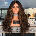 New European and American Wavy Wig in Mixed Brown Color