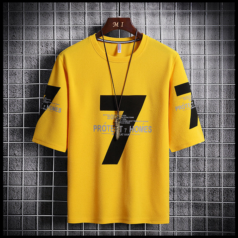 T-shirt ample décontracté à imprimé lettre pour homme (Été)