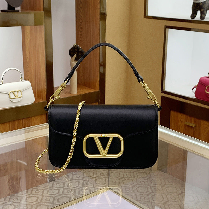 Sac Femme Mode Luxe Minimaliste Haut de Gamme Bandoulière Sac à Main Cuir Véritable Élégant Polyvalent Chaîne Petit Sac Carré