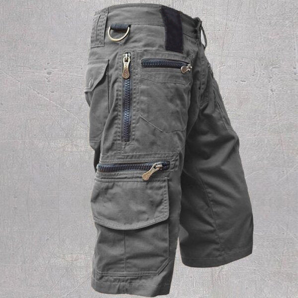 Shorts décontractés amples en coton multi-poches pour homme
