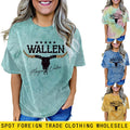 T-shirt fantaisie décontracté à col rond et manches courtes pour femmes, style européen et américain
