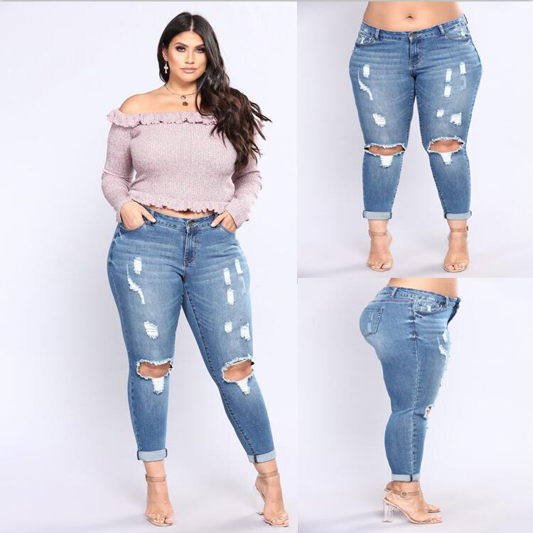 High-Waisted Ripped Jeans and Denim Pants
